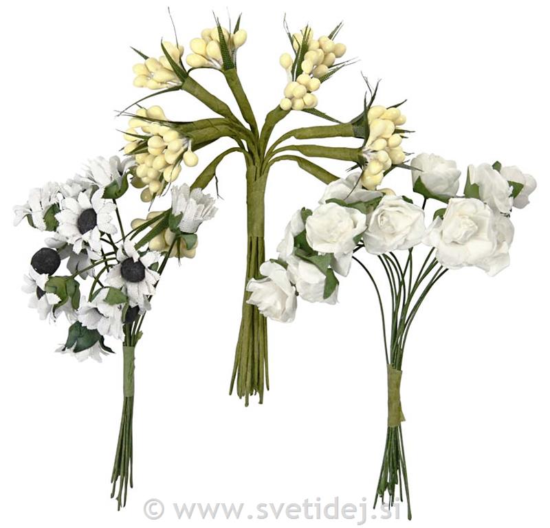 Umetno cvetje, belo, set 36