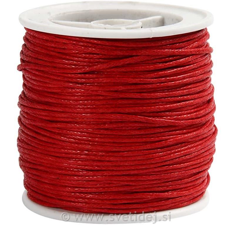 Vrvica bombažna,rdeča, 1 mm, 40 m