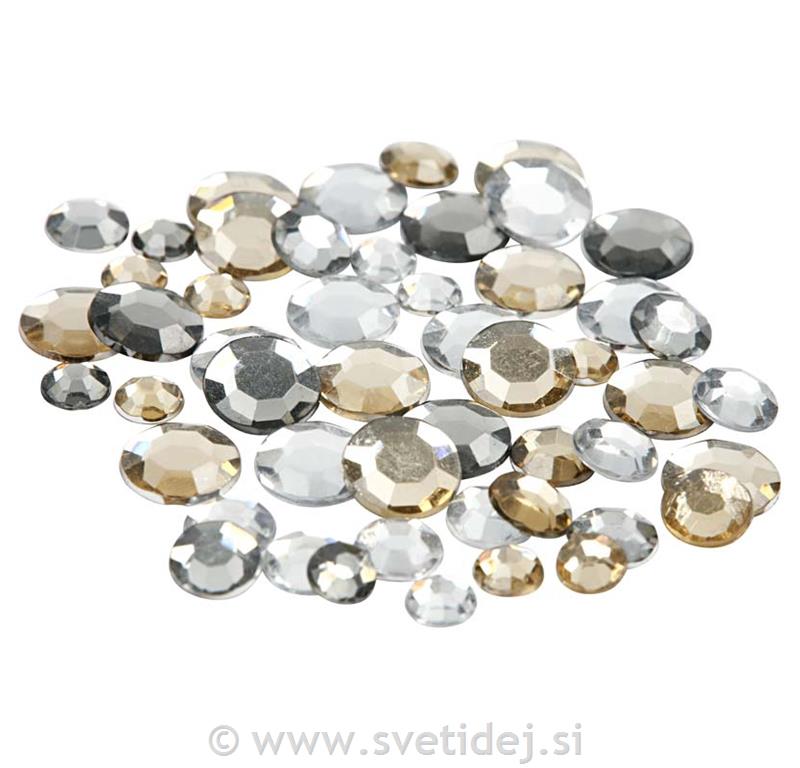 Kristali, 6+9+12 mm, srebrni, set 360