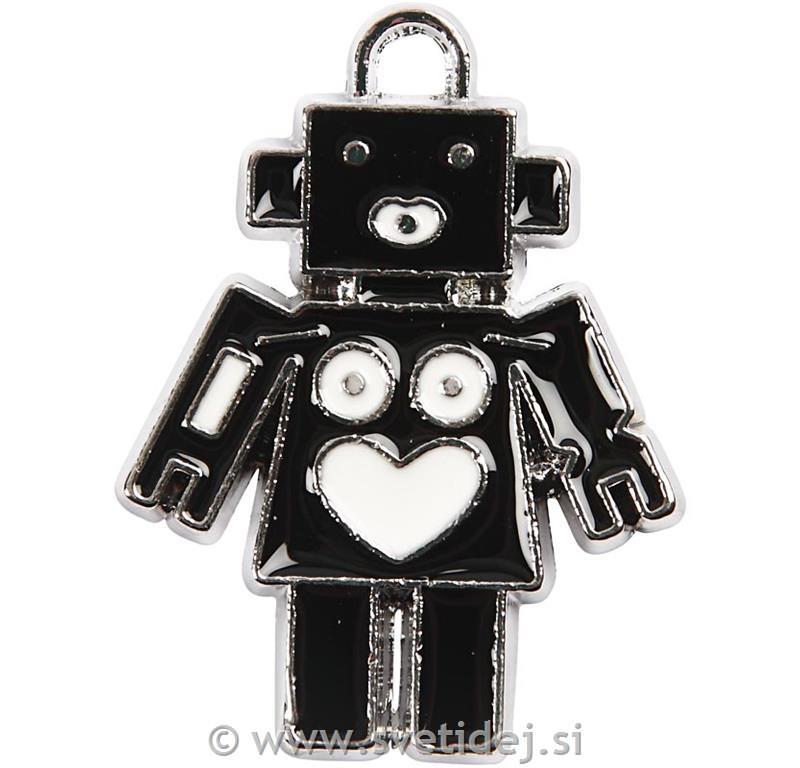 Kovinski obesek robot, 21x29 mm, set 4