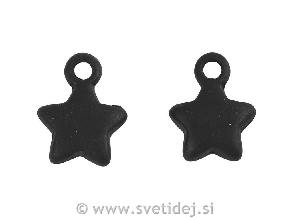 Obesek zvezda črna 8 mm, set 4