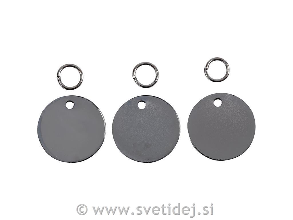 Obesek kovinski t. siv, 11 mm, set 6