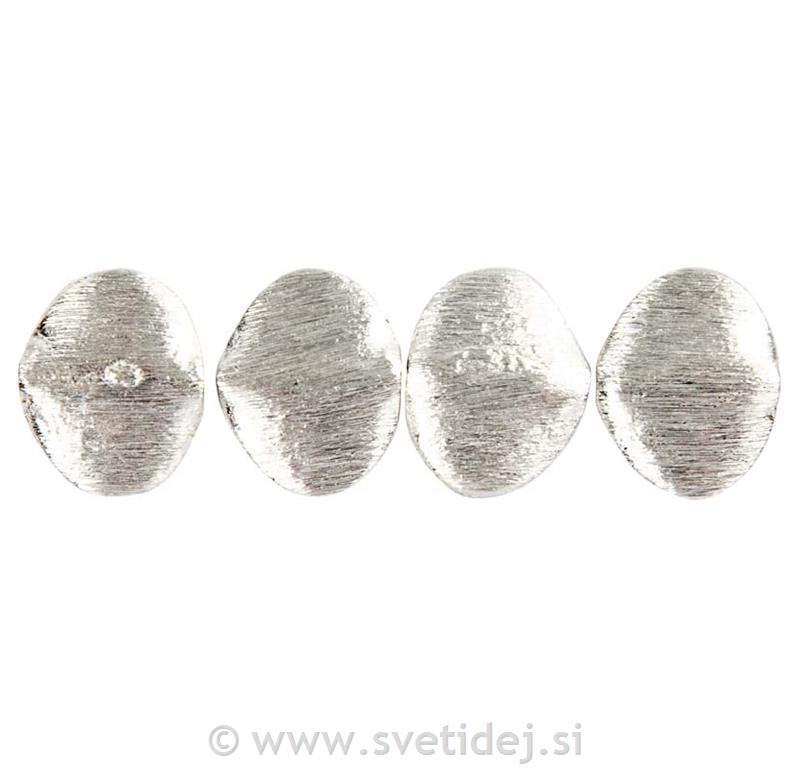 Posrebrene perle, 15x12x2 mm, set 34