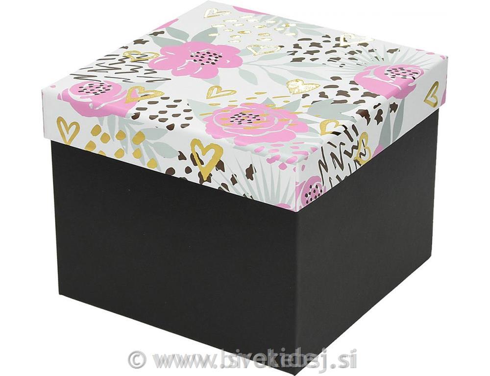 Škatla darilna BBP flowers foil 16x16x13