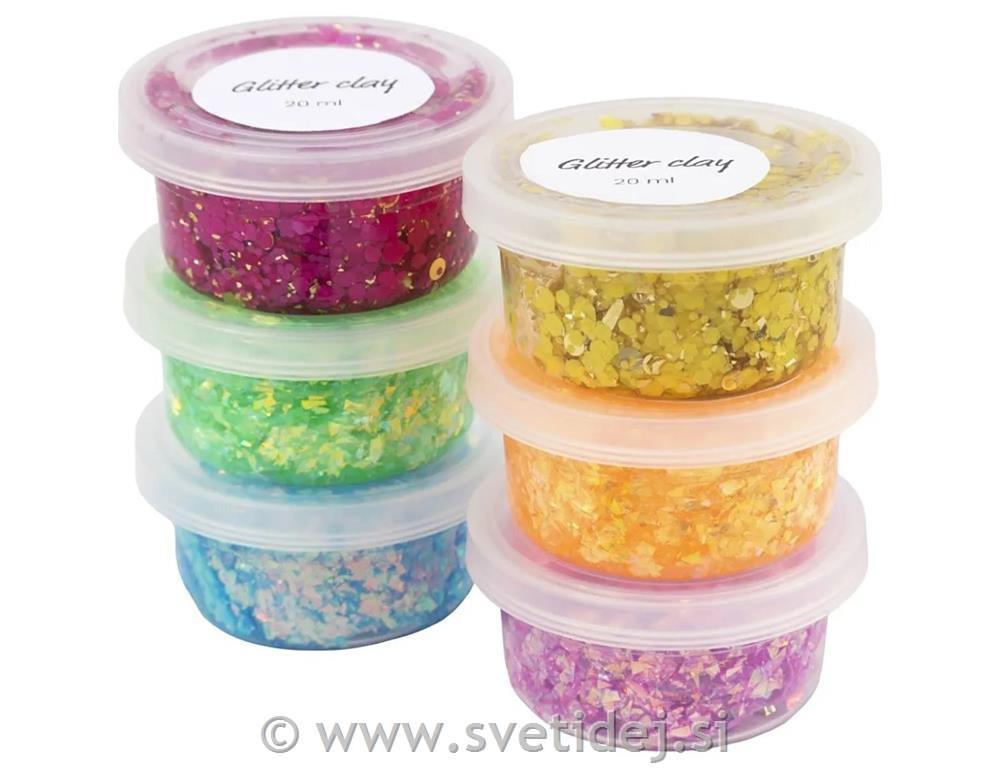 Silk Clay, set 6x20 g glitter