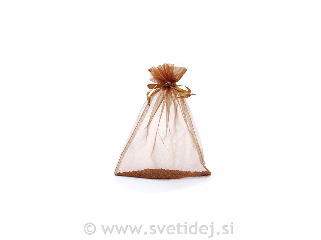 Vrečka organza rjava 23x30 cm, set 10