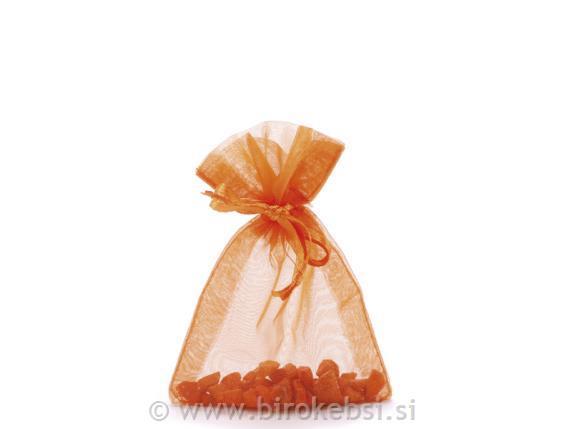 Vrečka organza oranžna, 8x11 cm, 25 set