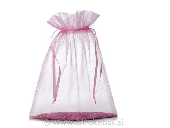 Vrečka organza roza, 23x30 cm,set 10