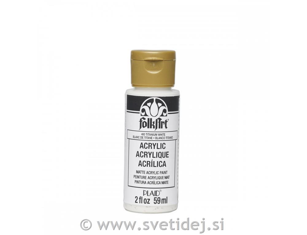 Folkart akrilna barva 59 ml, bela