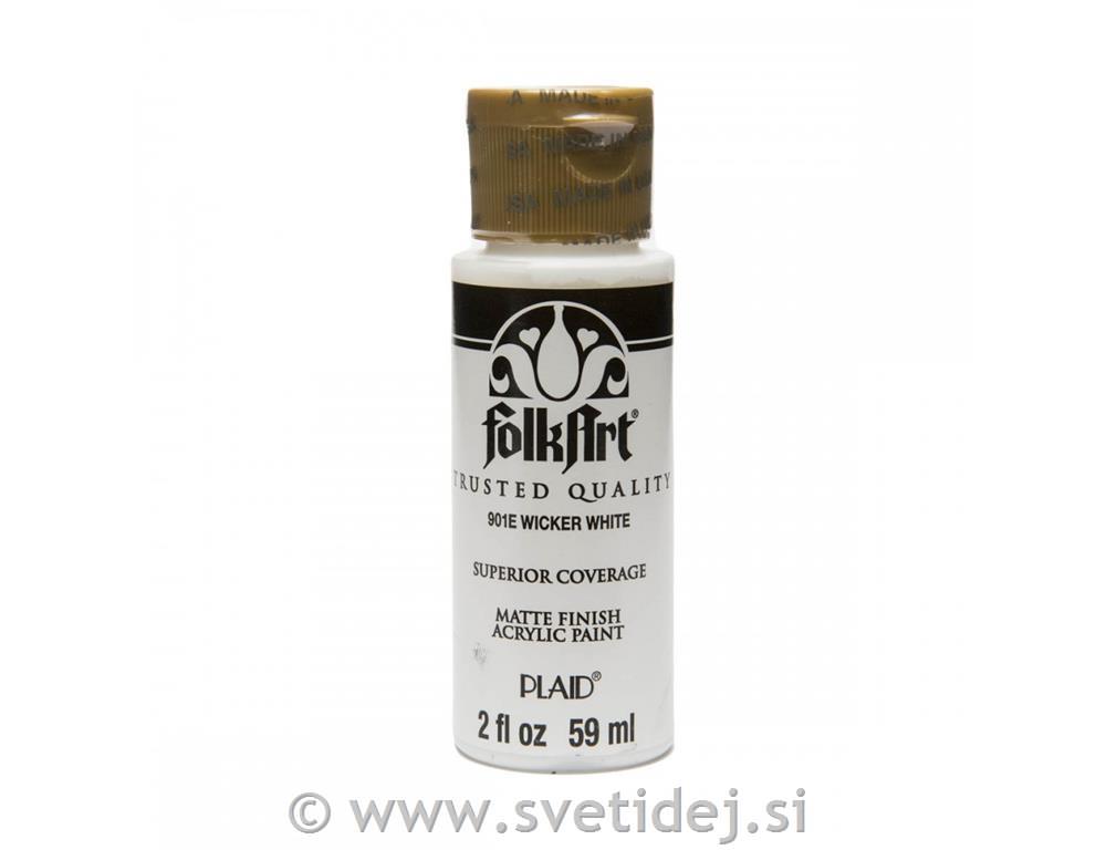 Folkart akrilna barva 59 ml, bela