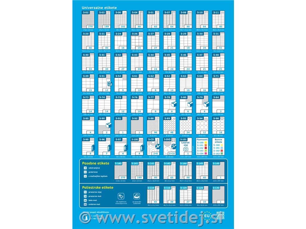 SMAK ETIKETE S-125 96X50,8mm PROZORNE