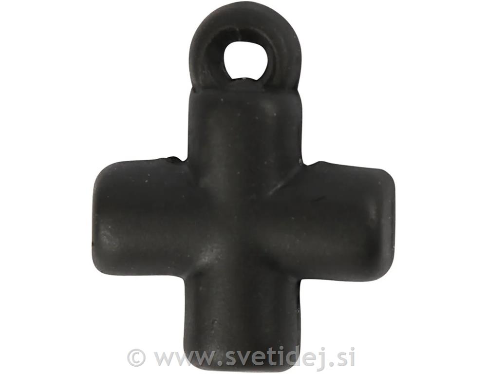 Obesek križ 10x10 mm, črn, set 4